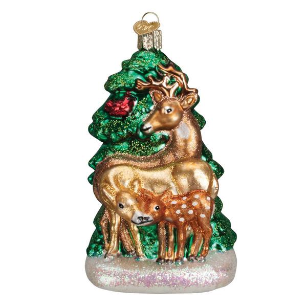 Old World Christmas Deer Family Glass Ornament