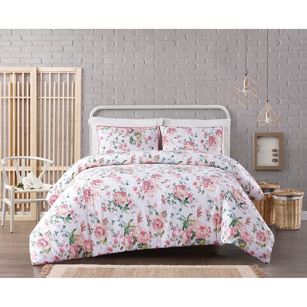 Cottage Classics Blooms Floral Seersucker Comforter Set - image 
