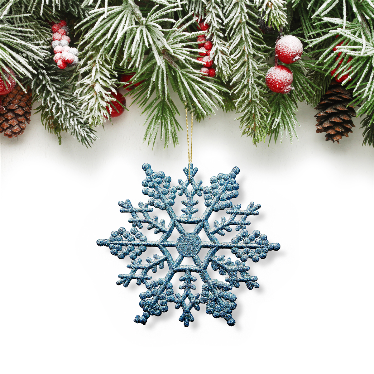 Northlight 24ct. Turquoise Glitter Snowflake Christmas Ornaments