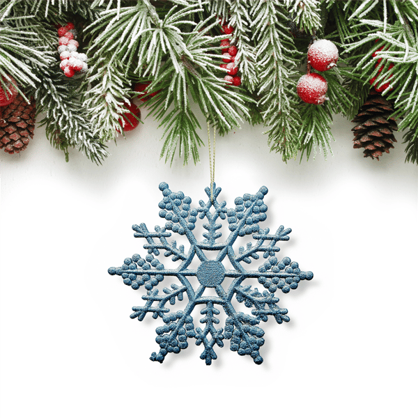 Northlight 24ct. Turquoise Glitter Snowflake Christmas Ornaments