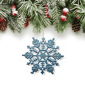Northlight 24ct. Turquoise Glitter Snowflake Christmas Ornaments - image 6