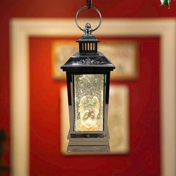 Alpine LED Angel Nativity Lantern Snowglobe