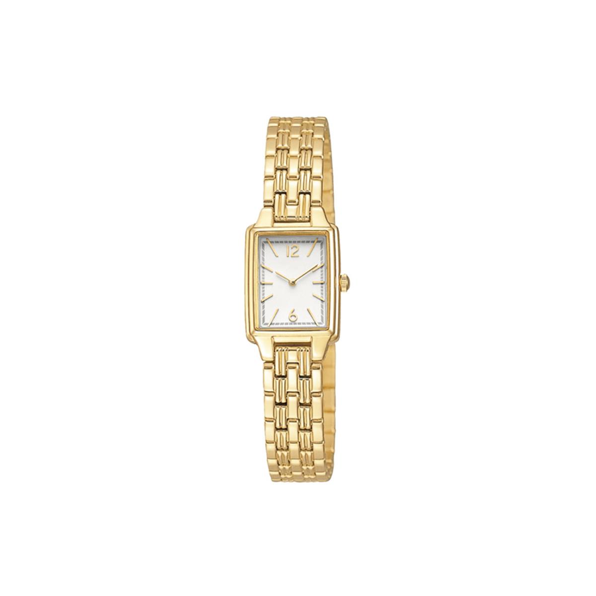 Womens Gold-Tone White Dial Link Bracelet Watch -...