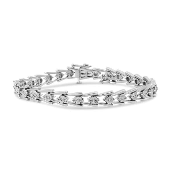 Haus of Brilliance Sterling Silver Milgrain Style Bracelet - image 