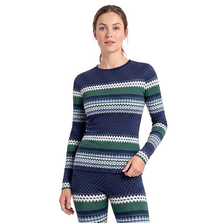 Womens LANDS'' END Fairisle Long Sleeve Crew Neck Top