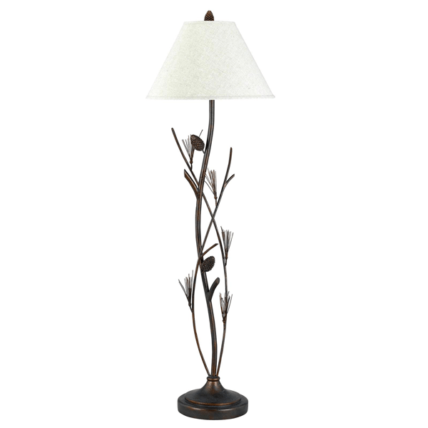 HomeRoots 60 Rust Metal Floor Lamp With Brown Fabric Empire Sha