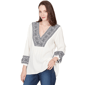 Womens Skye’s the Limit Fresh Start Scroll V-Neck Blouse - image 3