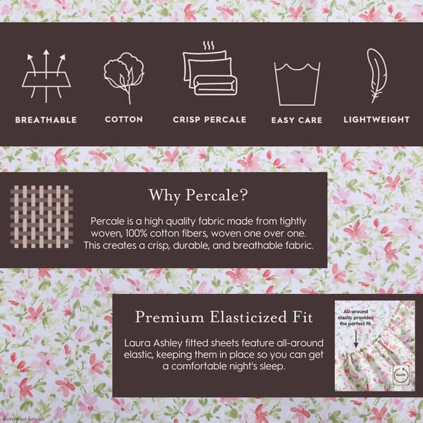 Laura Ashley Emogene 100% Cotton Purple Floral Sheet Set