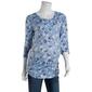 Womens Due Time Elbow Sleeve Floral Maternity Pullover Tee -Denim - image 1
