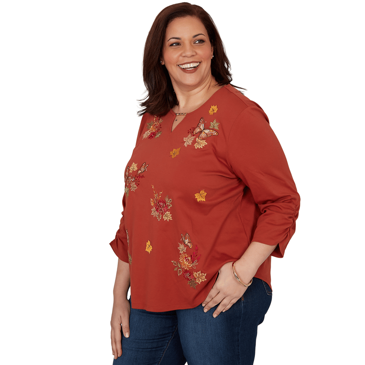 Plus Size Alfred Dunner Classics Tossed Floral Butterfly Blouse