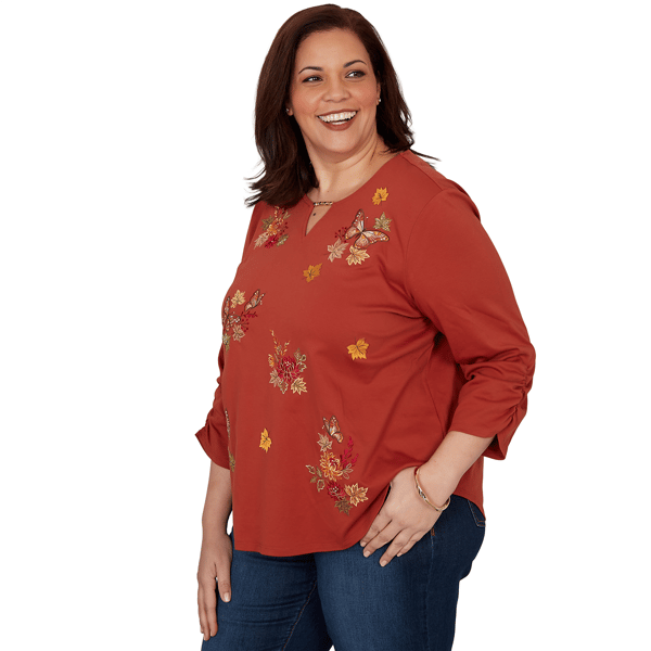 Plus Size Alfred Dunner Classics Tossed Floral Butterfly Blouse