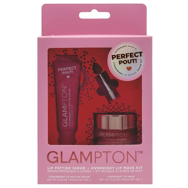 Glampton Perfect Pout Strawberry Lip Peptide Serum & Lip Mask Kit