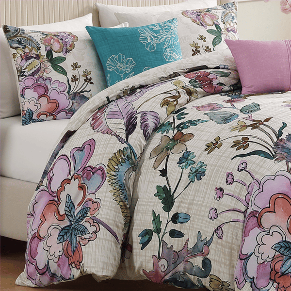 Bebejan Watercolor Jacobean Sateen 5pc. Comforter Set