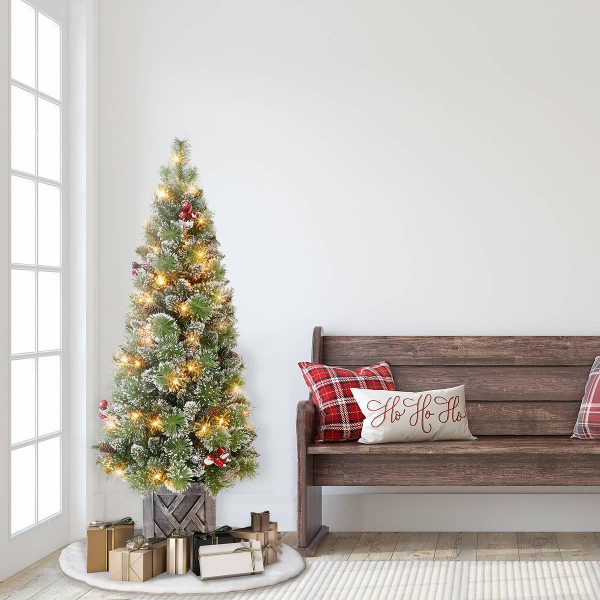 Puleo International 5ft. Pre-lit Potted Vancouver Pine Tree