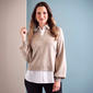 Womens Adrianna Papell Long Sleeve Striped Two in One Sweater - image 1