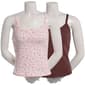 Juniors Pink Rose 2pk. Ribbed Lace Trim Camisoles - Pink - image 1