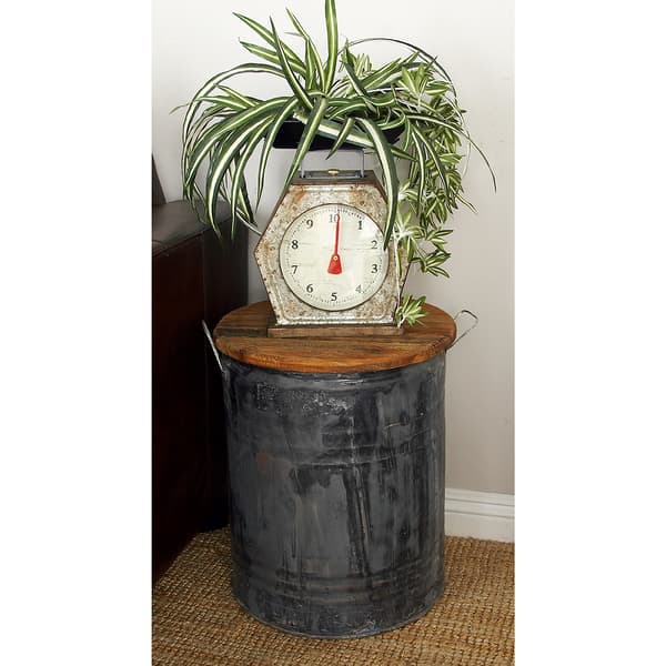 9th & Pike® Grey Tin And Wood Farmhouse Stool