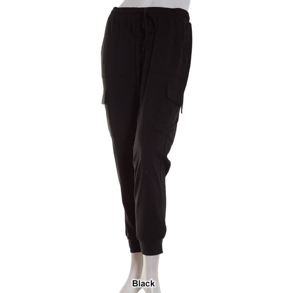 Juniors No Comment Fleece Lined Solid Cargo Pocket Joggers