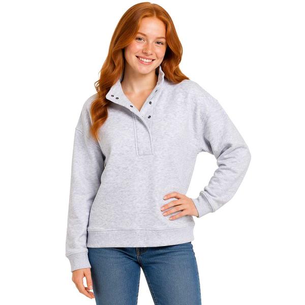 Juniors Pink Rose Fleece Enzyme Wash Mock Neck Oversized Pullover