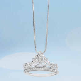 Enchanted by Disney 1/10ctw. Diamond Silver Cinderella Pendant