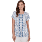 Petite Ruby Rd. French Riviera Bandana Print Knit Tee - image 1