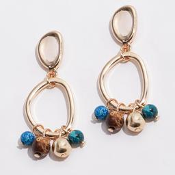 Ashley Cooper(tm) Gold-Tone Teal Bead Ring Drop Earrings