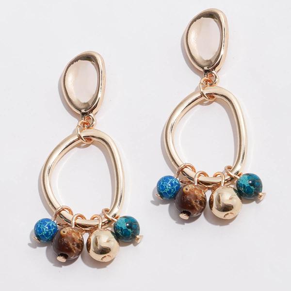 Ashley Cooper(tm) Gold-Tone Teal Bead Ring Drop Earrings - image 