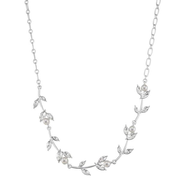 You''re Invited Silver-Tone Pearl & Crystal Frontal Necklace - image 