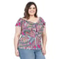 Plus Size 24/7 Comfort Apparel Paisley Ruffle V-Neck Blouse - image 1