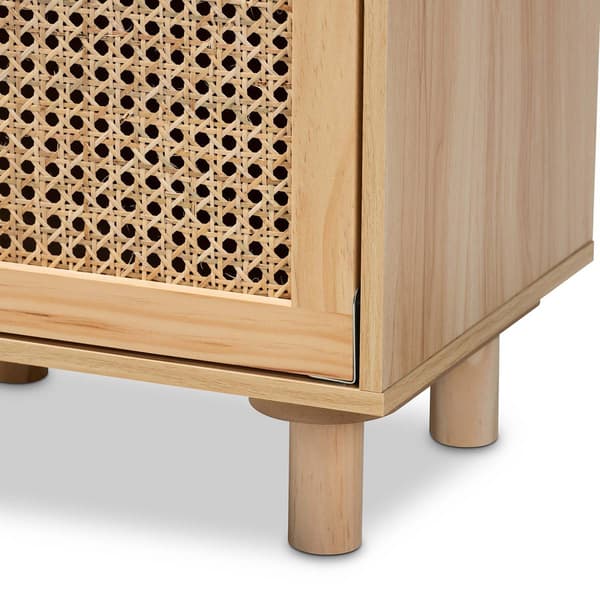 Baxton Studio Maclean Natural Brown Wood 1-Door Nightstand