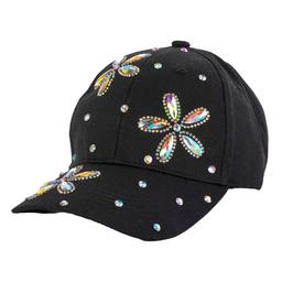 Womens Madd Hatter Flower Bling Baseball Cap
