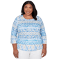 Plus Size Alfred Dunner Classics 3/4 Sleeve Side Tie Ikat Blouse - image 1