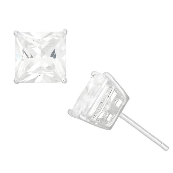 Forever New 8mm Square White Cubic Zirconia Stud Earrings - image 