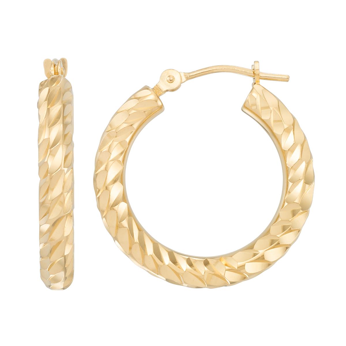 Evergold 14kt. Gold over Resin 20mm Diamond Cut Hoop...
