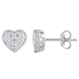Nova Star(R) Sterling Silver Lab Grown Diamond Heart Stud Earrings