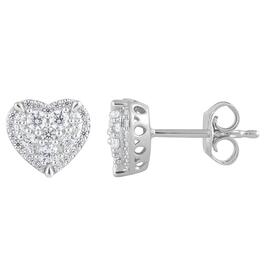 Nova Star&#40;R&#41; Sterling Silver Lab Grown Diamond Heart Stud Earrings