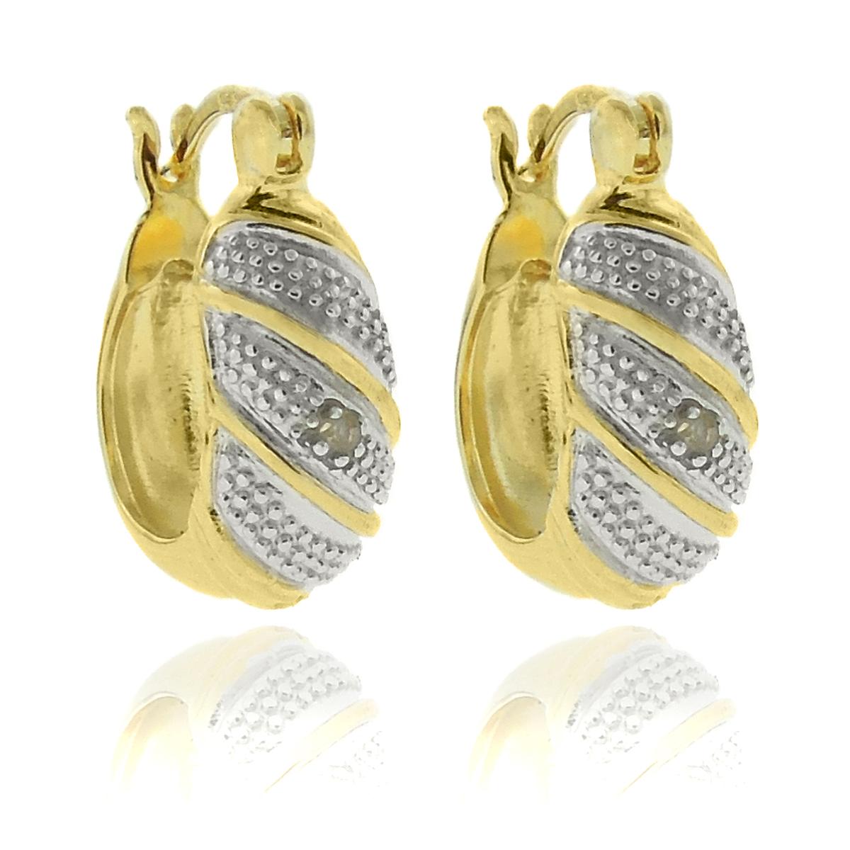 Gianni Argento Gold over Sterling Silver Stripe Hoop...