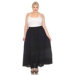 Plus Size White Mark Pleated Tiered Maxi Skirt