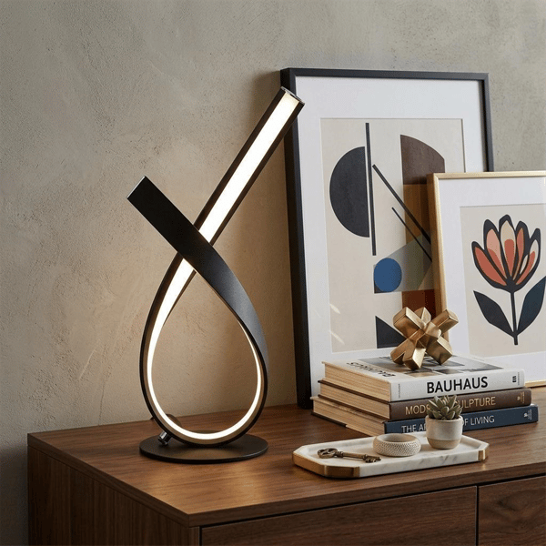 HomeRoots 17in. Black Bedside LED Table Lamp