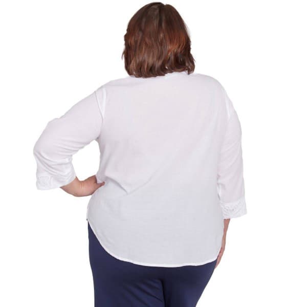 Plus Size Alfred Dunner Nantucket Woven Lace Scroll Blouse
