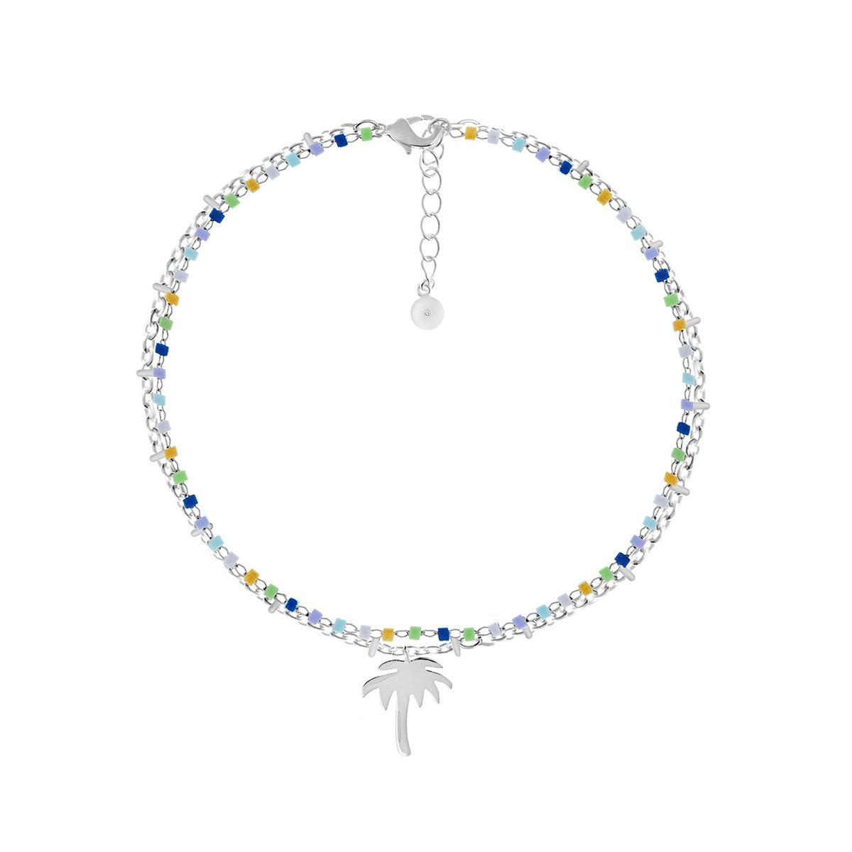 Barefootsies Silver Multi Beaded Palm Tree Cable Chain...