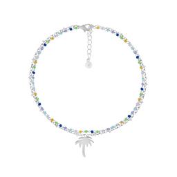 Barefootsies Silver Multi Beaded Palm Tree Cable Chain Anklet