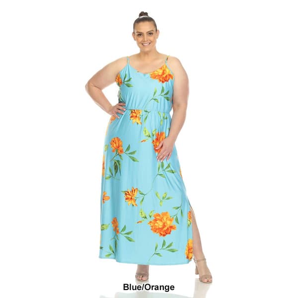 Plus Size White Mark Floral Strap Maxi Dress