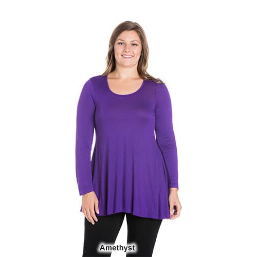 Plus Size 24/7 Comfort Apparel Poised Long Sleeve Swing Tunic Top