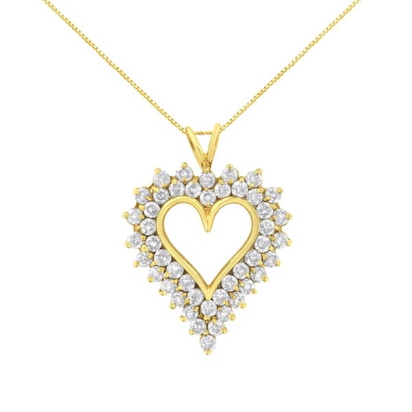 Haus of Brilliance 14kt. Gold 4ctw. Diamond Cluster Heart Pendant - image 