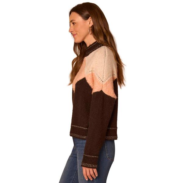 Womens Democracy Long Sleeve Mock Neck Argyle Sweater