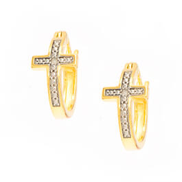 Gianni Argento Gold-Plated Cross Hoop Earrings