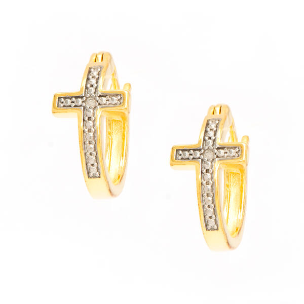 Gianni Argento Gold-Plated Cross Hoop Earrings - image 