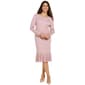 Womens Absolutely Famous Long Sleeve Pearl Trim Ribbed Midi Dress - image 1