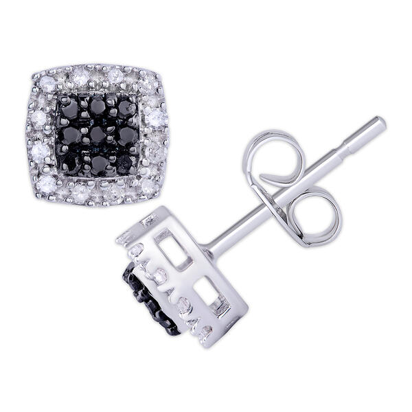 Gianni Argento 1/3ctw. Black & White Diamond Stud Earrings - image 